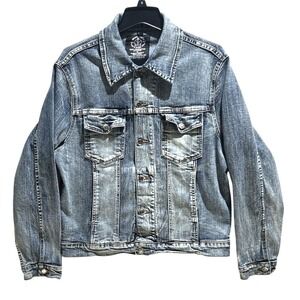 Vintage Monte Carlo Denim Jacket Trucker Style Blue‎ Jean Button Up Size Medium